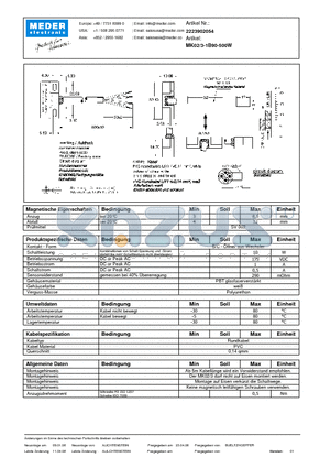 MK02-3-1B90-500W_DE datasheet - (deutsch) MK Reed Sensor