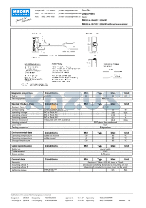 MK02-4-1A66C-12000W datasheet - MK Reed Sensors