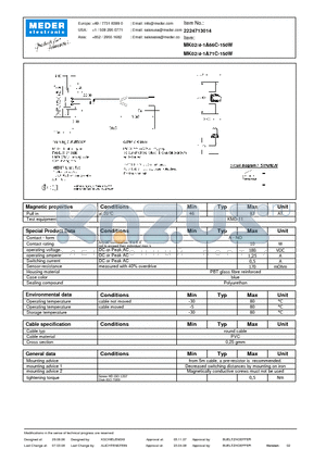 MK02-4-1A66C-150W datasheet - MK Reed Sensors