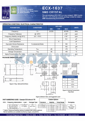 ECS-240-8-37-A-K-L-TR datasheet - SMD CRYSTAL