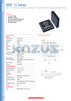 MAE15 datasheet - 10-15 WATTS SINGLE & DUAL OUTPUT DC/DC INDUSTRIAL