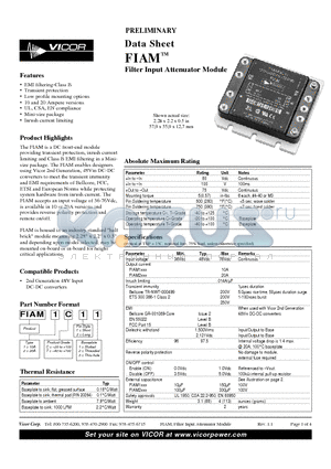 FIAM1C11 datasheet - Filter Input Attenuator Module