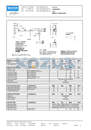 MK02-4-1C90C-500W datasheet - MK Reed Sensors