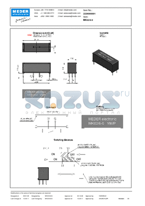 MK02-6-0 datasheet - MK Reed Sensor