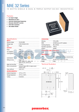 MAE32-006 datasheet - 15 WATTS SINGLE & DUAL & TRIPLE OUTPUT DC/DC INDUSTRIAL