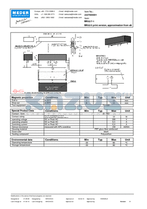 MK02-7-1 datasheet - MK Reed Sensor