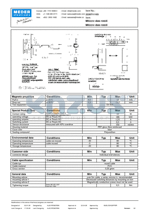MK02/0-1A71-1000X datasheet - MK Reed Sensors