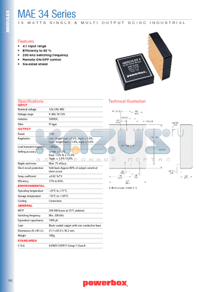 MAE34033 datasheet - 15 WATTS SINGLE & MULTI OUTPUT DC/DC INDUSTRIAL