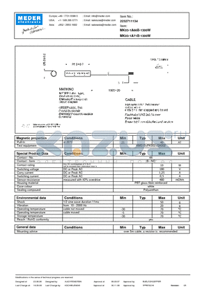 MK03-1A66B-1300W datasheet - MK Reed Sensors