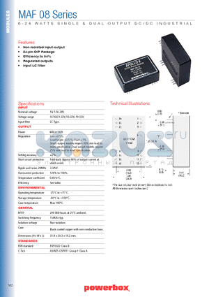 MAF08015 datasheet - 6-24 WATTS SINGLE & DUAL OUTPUT DC/DC INDUSTRIAL