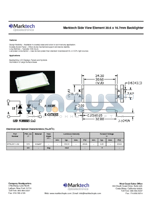 MTBL2411-G2 datasheet - Marktech Side View Element 30.6 x 16.7mm Backlighter