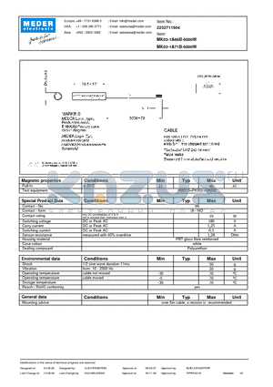 MK03-1A66B-5000W datasheet - MK Reed Sensors