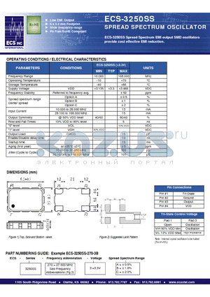 ECS-3250SS-270-3A datasheet - SPREAD SPECTRUM OSCILLATOR