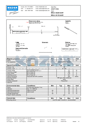 MK03-1A66B-500W datasheet - MK Reed Sensors