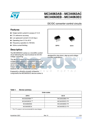 MC34063ABN datasheet - DC/DC converter control circuits