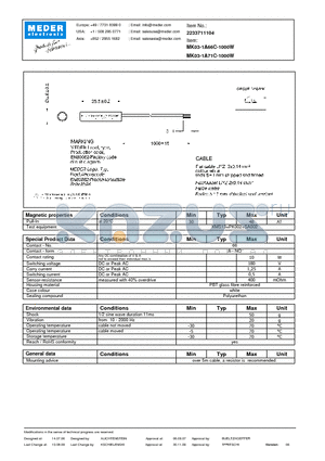 MK03-1A66C-1000W datasheet - MK Reed Sensors