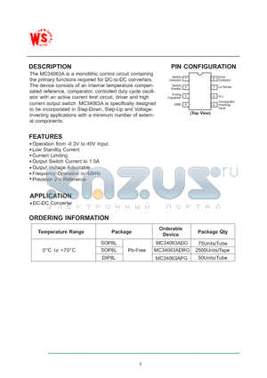 MC34063ADG datasheet - DC-TO-DC Converter Control Circuits