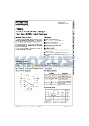 FIN1048 datasheet - 3.3V LVDS 4-Bit Flow-Through High Speed Differential Receiver