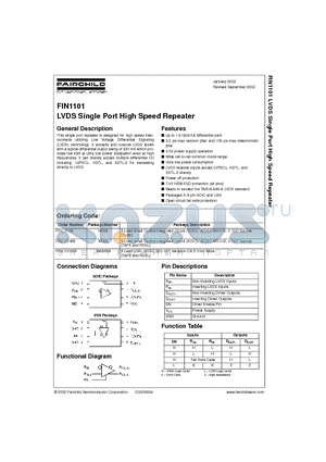 FIN1101 datasheet - LVDS Single Port High Speed Repeater