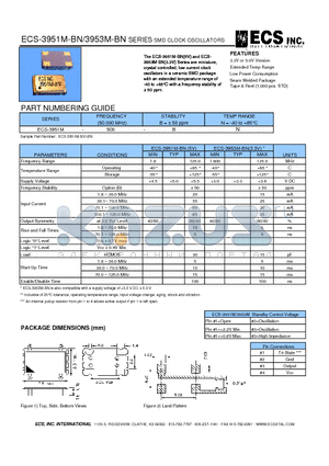 ECS-3953M-BN datasheet - SMD CLOCK OSCILLATORS