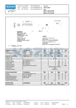 MK03-1A66D-500W datasheet - MK Reed Sensor