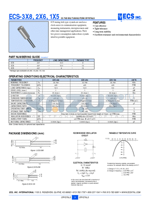 ECS-3X8 datasheet - 32.768 KHz TUNING FORK CRYSTALS