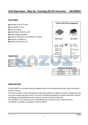 MC34063C datasheet - 0.8A Step Down / Step Up / Inverting DC-DC Converter