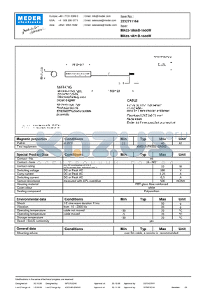 MK03-1A71B-1600W datasheet - MK Reed Sensors