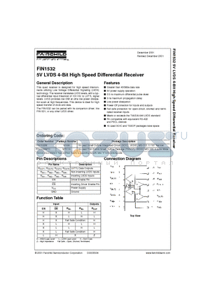 FIN1532MTC datasheet - 5V LVDS 4-Bit High Speed Differential Receiver