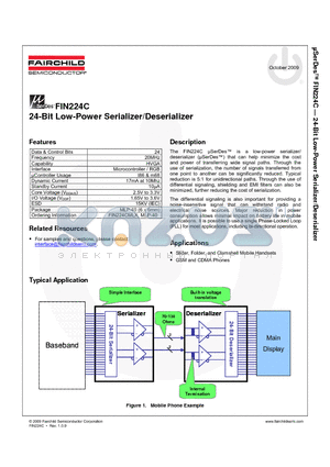 FIN224C datasheet - 24-Bit Low-Power Serializer/Deserializer