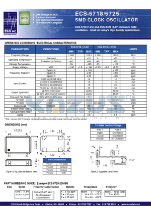 ECS-5718-200-BM datasheet - SMD CLOCK OSCILLATOR