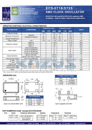 ECS-5718-200-C-T datasheet - SMD CLOCK OSCILLATOR