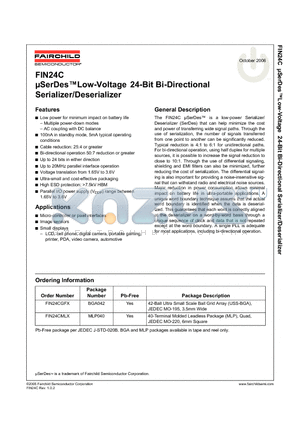 FIN24C_06 datasheet - uSerDesLow-Voltage 24-Bit Bi-Directional Serializer/Deserializer