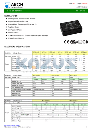MTC-12D-E1 datasheet - AC-DC Medical