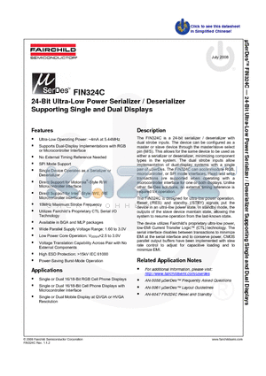 FIN324C_08 datasheet - 24-Bit Ultra-Low Power Serializer / Deserializer Supporting Single and Dual Displays