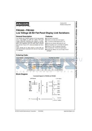 FIN3383 datasheet - Low Voltage 28-Bit Flat Panel Display Link Serializers