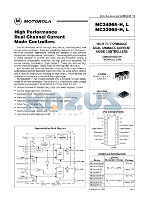 MC34065P-L datasheet - HIGH PERFORMANCE DUAL CHANNEL CURRENT MODE CONTROLLERS
