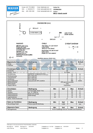 MK03-1B90B-2000W_DE datasheet - (deutsch) MK Reed Sensor