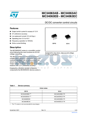 MC34063EC datasheet - DC/DC converter control circuits