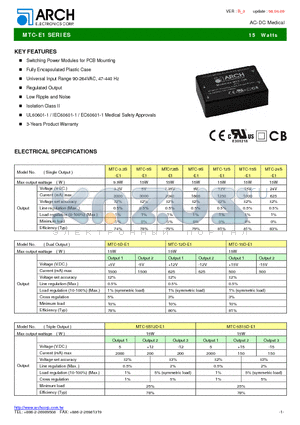 MTC-7.35S-E1 datasheet - AC-DC Medical