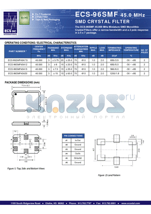 ECS-96SMF45A7.5 datasheet - SMD CRYSTAL FILTER