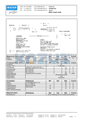 MK03-1C90B-1500W_DE datasheet - (deutsch) MK Reed Sensor