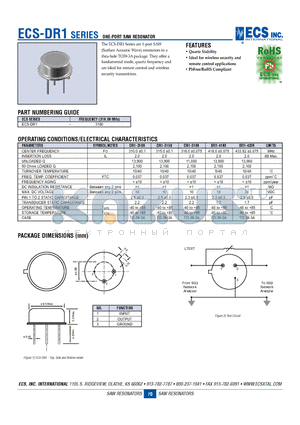 ECS-DR1-3180 datasheet - ONE-PORT SAW RESONATOR