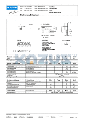 MK04-1A66A-600W datasheet - MK Reed Sensors
