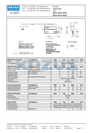 MK04-1A66B-1800W datasheet - MK Reed Sensors