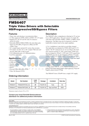 MTC20 datasheet - Triple Video Drivers with Selectable HD/Progressive/SD/Bypass Filters