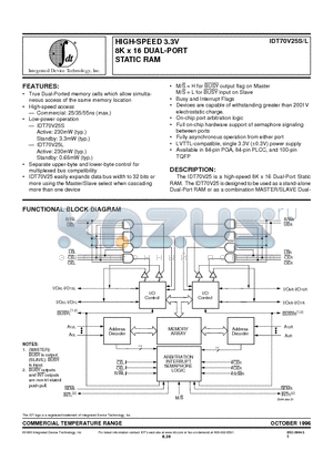 IDT70V25S35J datasheet - HIGH-SPEED 3.3V 8K x 16 DUAL-PORT STATIC RAM