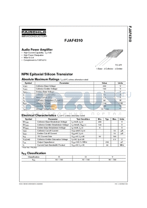 FJAF4310 datasheet - NPN Epitaxial Silicon Transistor