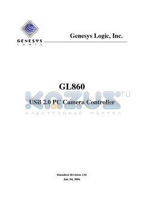 GL860 datasheet - USB 2.0 PC Camera Controller