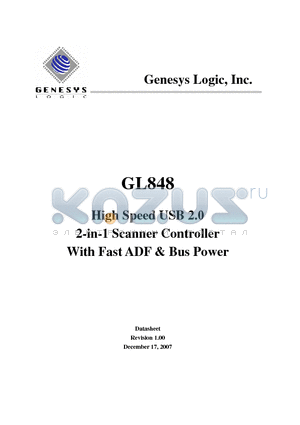 GL848 datasheet - High Speed USB 2.0